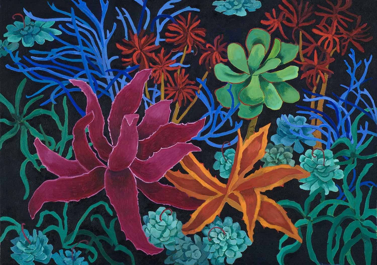 Succulents, Oil painting by Mary Alice Copp