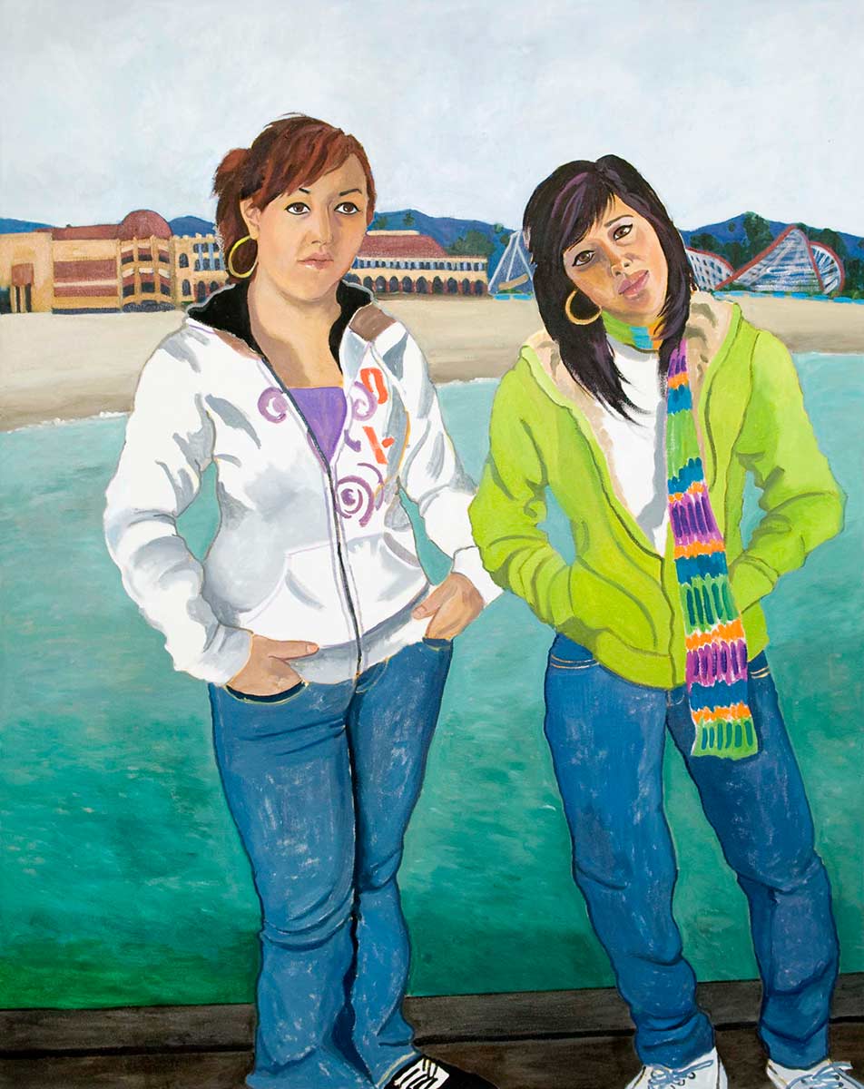 Zaira Lopez and Stephanie-Mendoza, YES Portrait, Oil pastel on paper by Mary Alice Copp Portrait painting, Oil pastel on paper by Mary Alice Copp